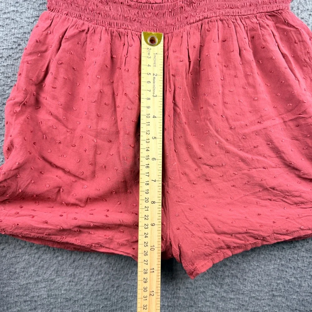 Aeropostale Women's S Small Rust Red Swiss‎ Dot Lace Trim Button Front Romper